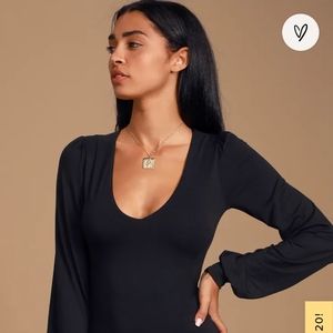 Balloon sleeve black body suit